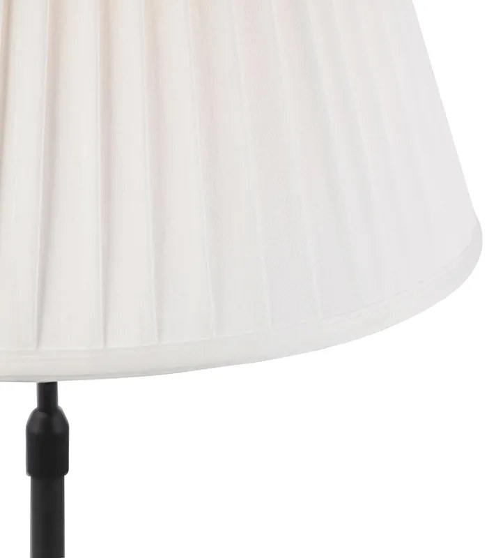 Lampă de masă neagră cu abajur plisat crem 35 cm reglabil - Parte