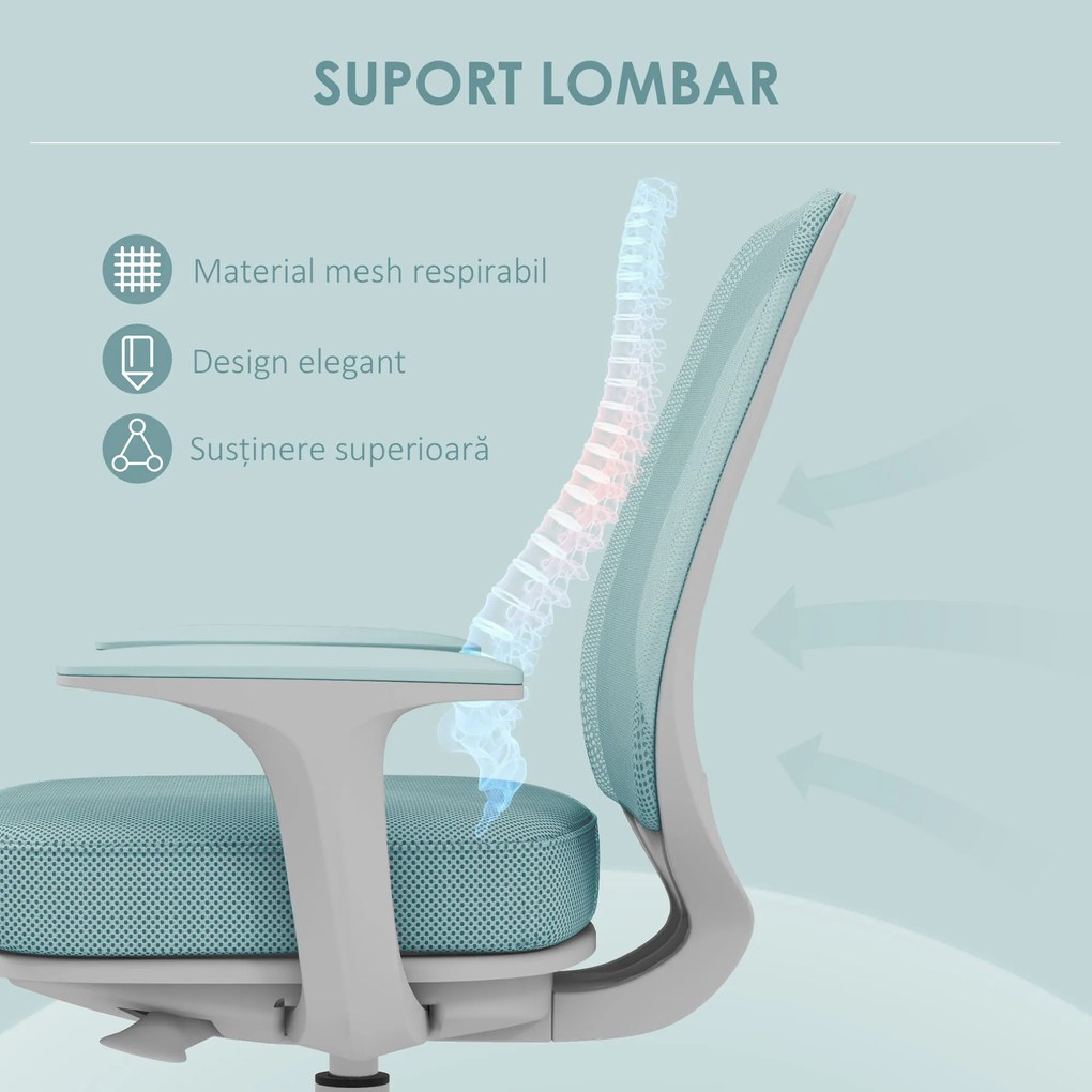 Vinsetto Scaun de Birou Ergonomic, Reglabil pe Înălțime și Respirabil, Verde | Aosom Romania