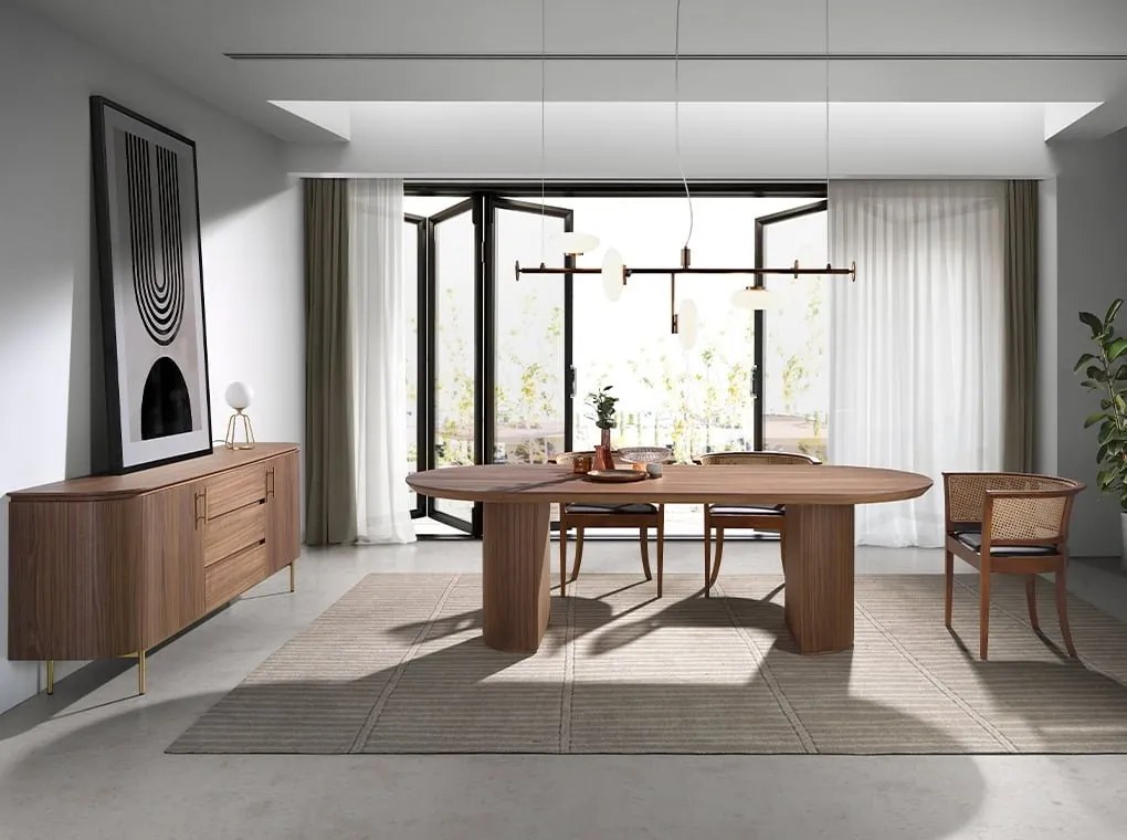 Masa dining design LUX din furnir de nuc 240cmx105cm