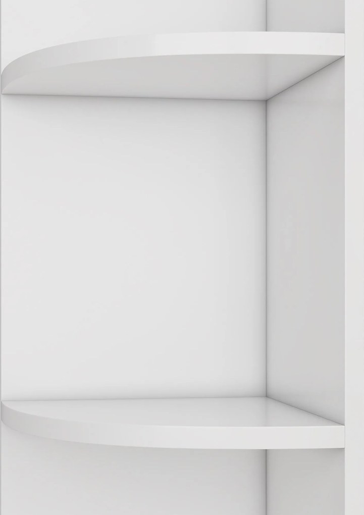 Raft de colț din MDF, design cu cinci straturi, design triunghiular care economisește spațiu, 42x30x180 cm, Alb