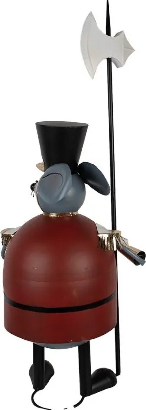 Figurină decorativă șoarece soldat din metal gri, 50x37x127 cm