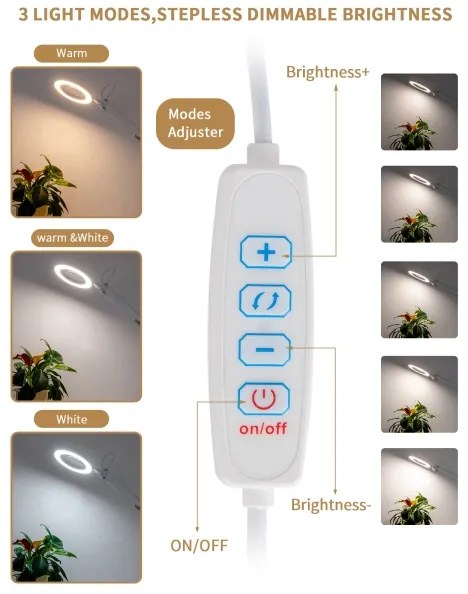 Lampă LED dimabilă de masă cu lupă LED/12W/5V 3000/4200/6000K alb Brilagi