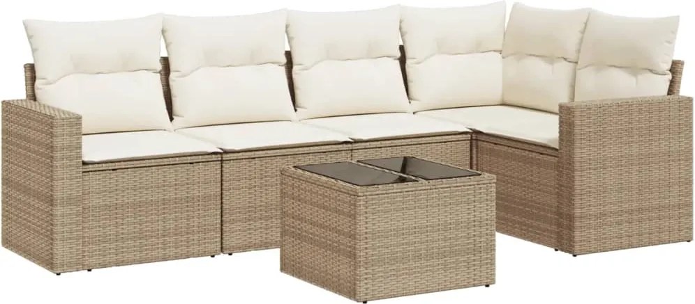 vidaXL Set canapele de grădină cu perne, 6 piese, bej, poliratan