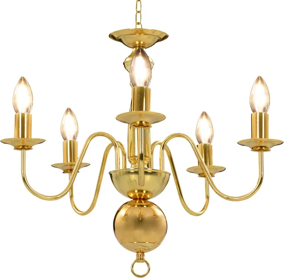 vidaXL Candelabru, auriu, 5 becuri E14