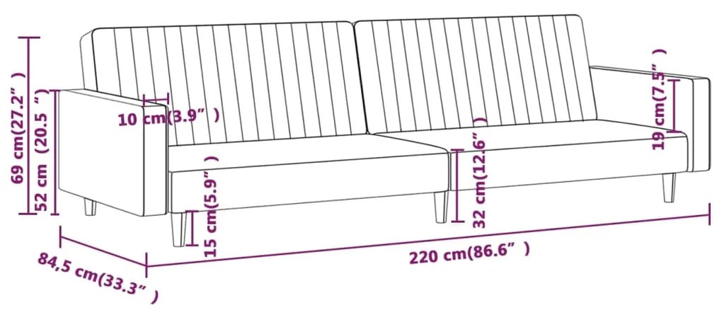 Canapea extensibila cu 2 locuri, verde deschis, catifea Lysegronn, Fara scaunel pentru picioare Fara scaunel pentru picioare