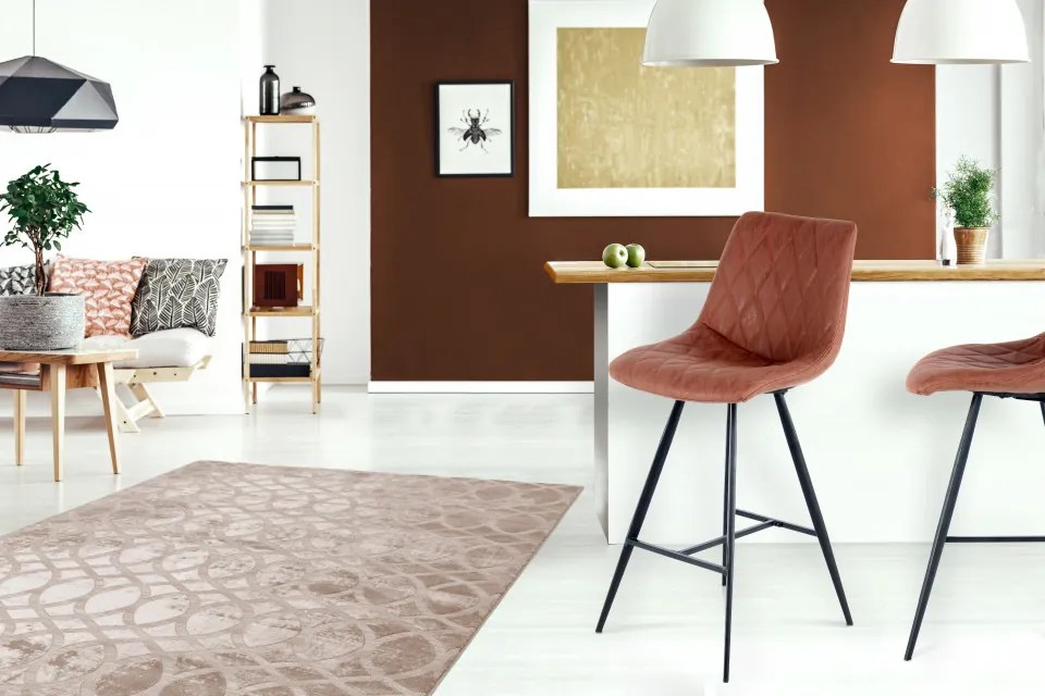 Set 2 scaune de bar cu aspect de piele Frances maro