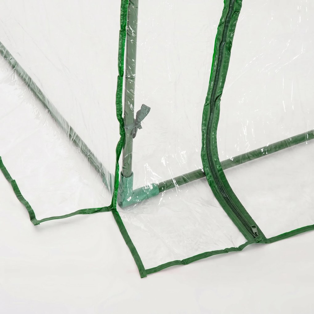 Outsunny Tunel de oțel pentru grădină cu seră și capac din PVC, 200x100x80 cm, transparent și verde | Aosom Romania