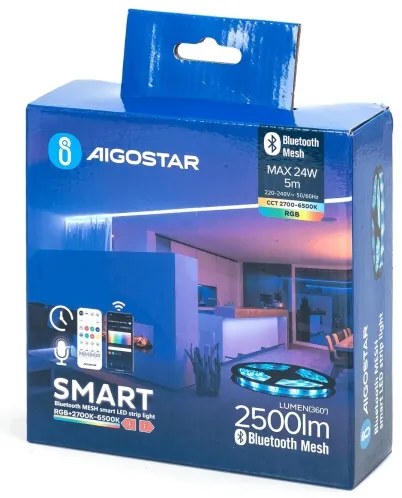 Bandă LED RGBW Aigostar 5m MESH LED/24W/230V 2700-6500K + telecomandă