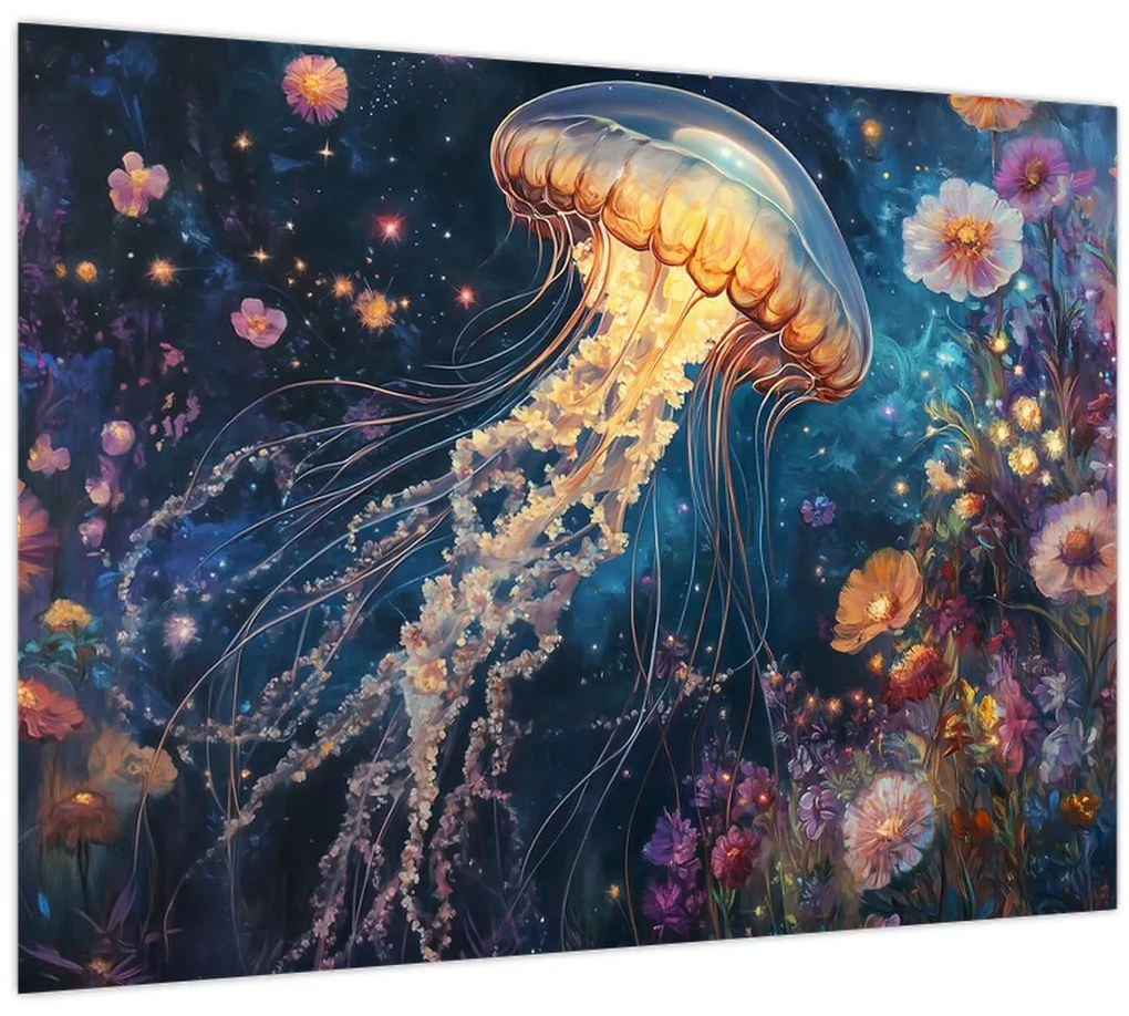 Tablou pe sticlă - Meduză magică (70x50 cm)