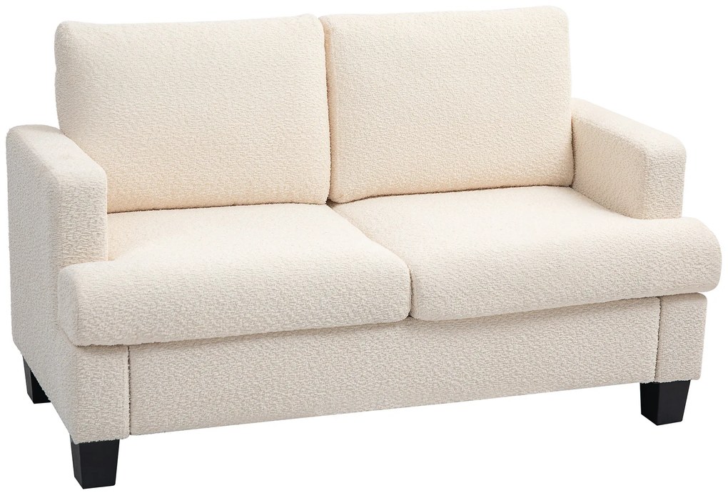 HOMCOM Canapé 2 locuri 120 cm cu perne de spătar detașabile, catifea pentru sufragerie, dormitor, birou, bej | Aosom Romania
