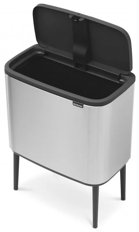 Cos pentru gunoi Brabantia Bo Touch 651115, 11+23 L, Inchidere usoara, Baza antiderapanta, Rezistent la amprente, Inox mat