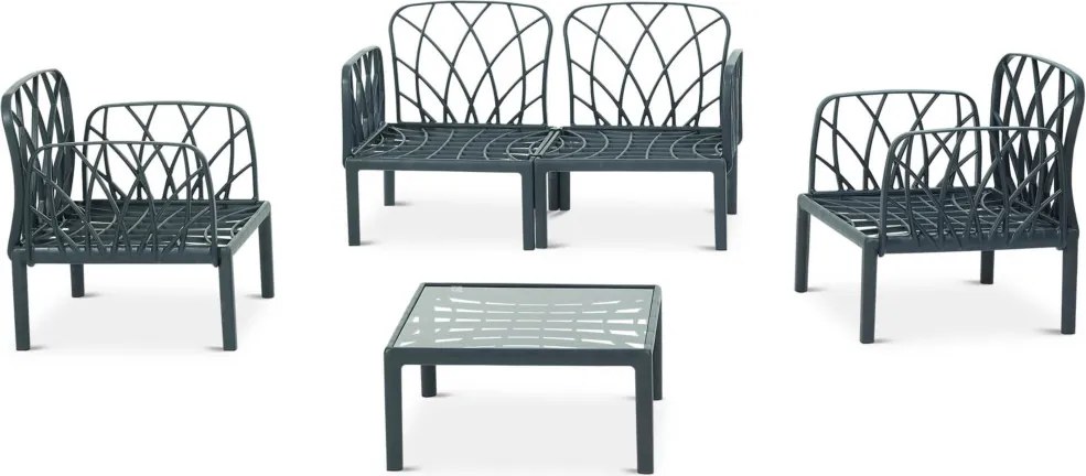 Set terasă Clara, polipropilenă si fibră de sticlă, gri antracit