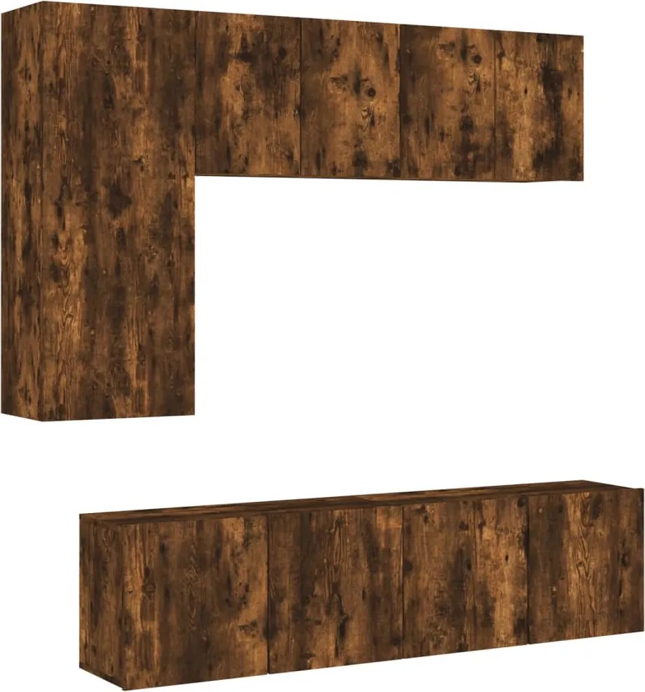 vidaXL Unități TV de perete, 5 piese, stejar fumuriu, lemn prelucrat