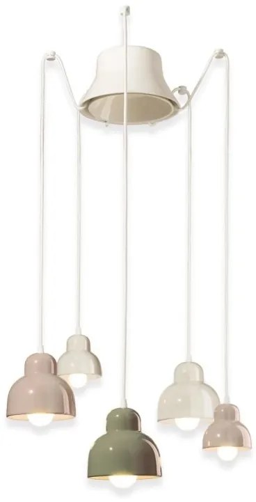 Lustra cu 5 pendule design italian realizat manual din ceramica BERIMBAU Mix