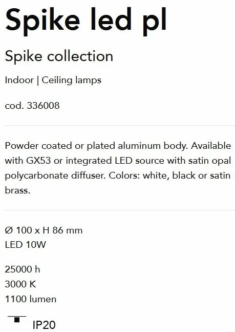 Plafoniera, Spot aplicat tavan SPIKE LED PL1 negru