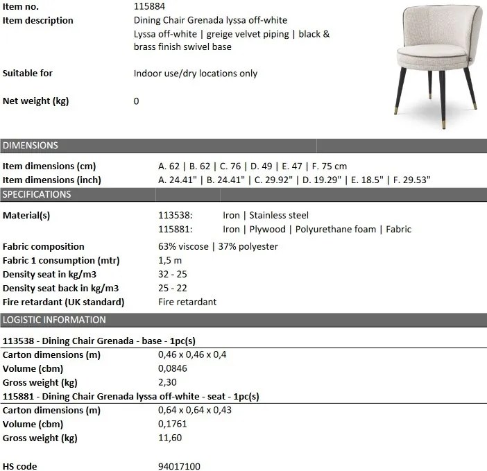 Scaun design LUX Grenada, lyssa off-white 115884 HZ