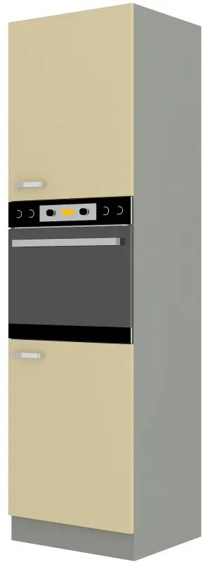 Dulap de bucătărie pentru cuptor Kelyn 60 DP 210 2F (Crem lucios + gri). 1032757