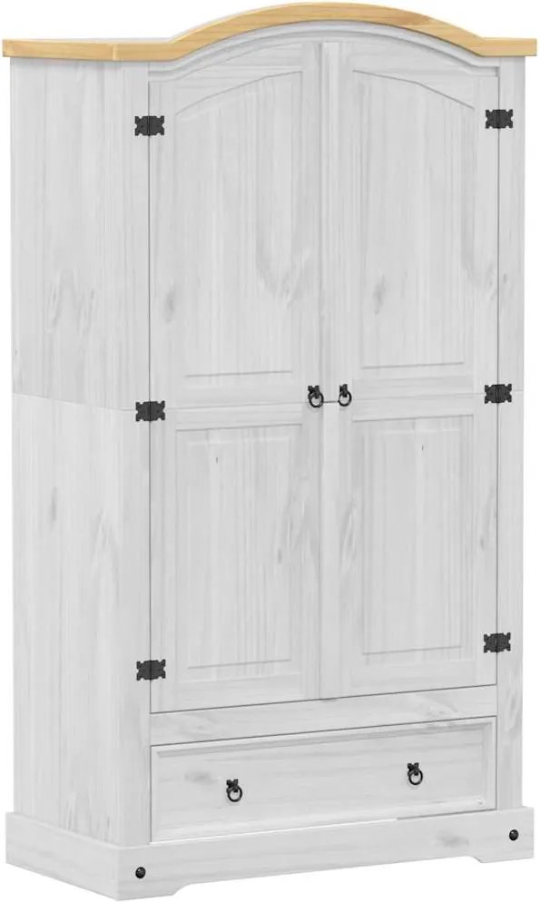 vidaXL Șifonier „Corona”, alb, 102x52x186 cm, lemn masiv de pin