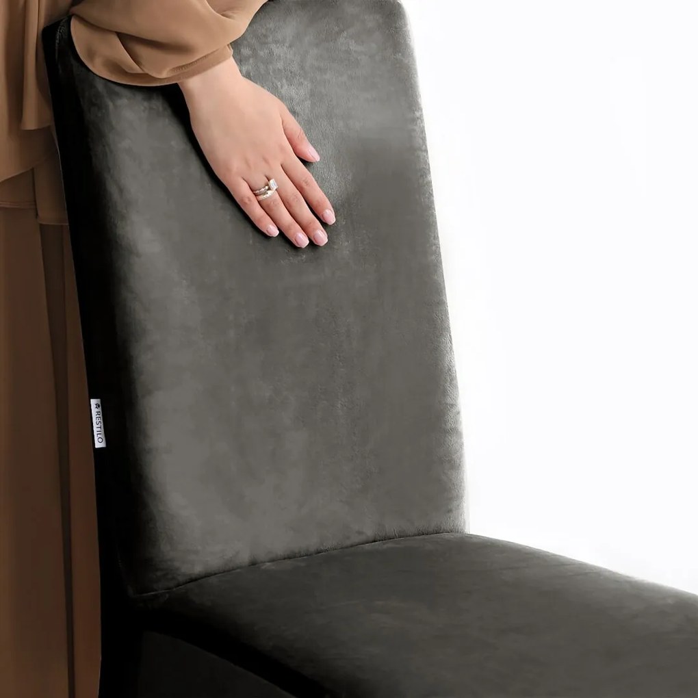 Restilo Husă pentru scaun Sento gri închis, 48 x48 x 58 + 10 cm, set de 4 bucăți