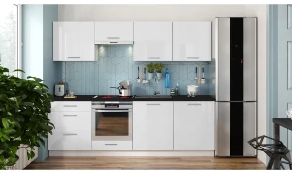 Mobilă de bucătărie CELESTE 240 cm, alb lucios