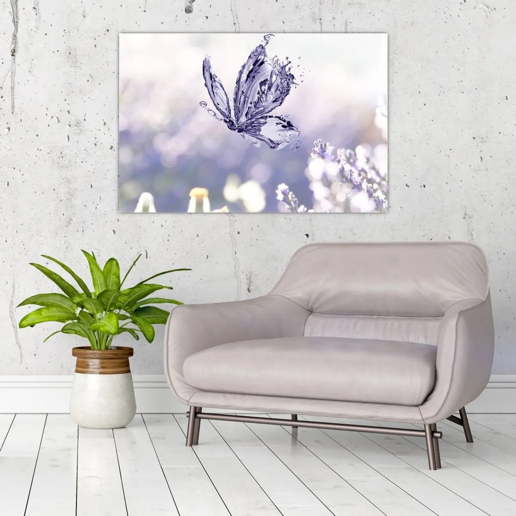 Tablou - Fluture și lavandă (90x60 cm)