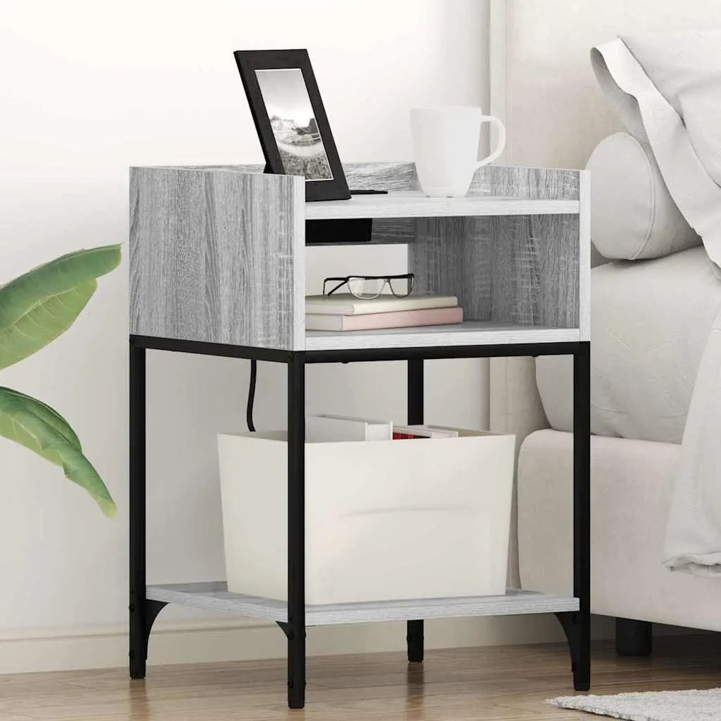 vidaXL Dulap de noapte sonoma gri 40 x 40 x 61 cm Lemn compozit