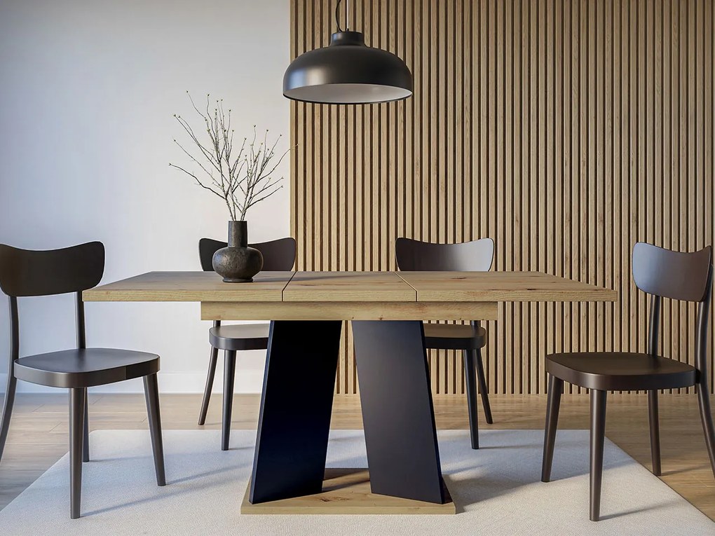 Masă sufragerie extensibilă 120 cm Jeremias (Gri + Negru) (pentru 4-6 persoane). 1105343