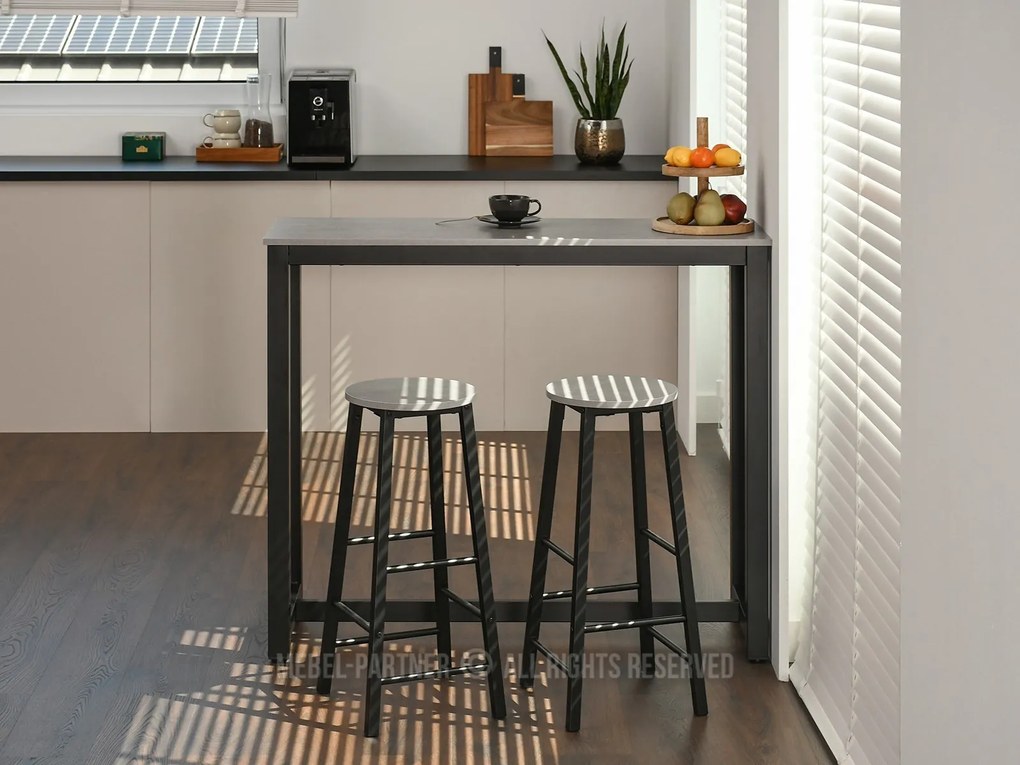 Set masă scaune pentru sufragerie Remma (beton + negru) (pentru 2 persoane). Promo -11%. 1111872