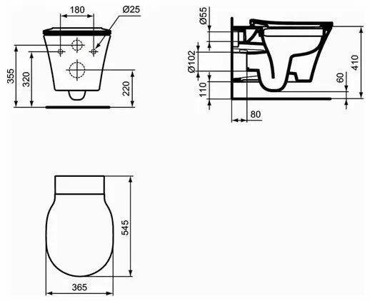 Vas wc suspendat Ideal Standard Connect Air rimless negru mat