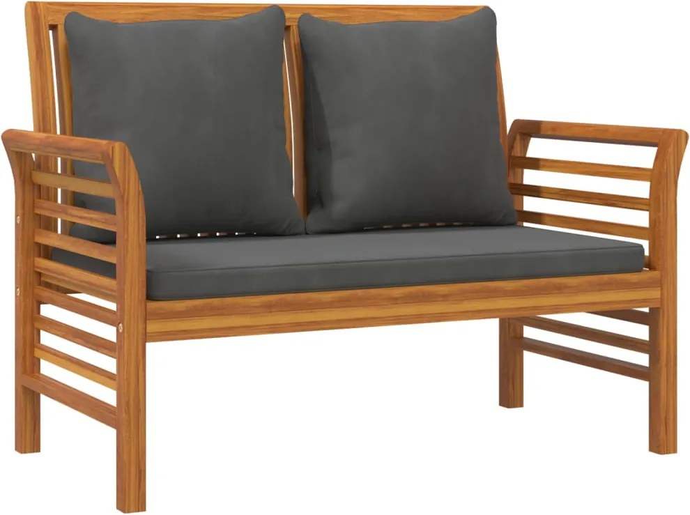 vidaXL Banchetă canapea cu perne gri închis, lemn masiv de acacia