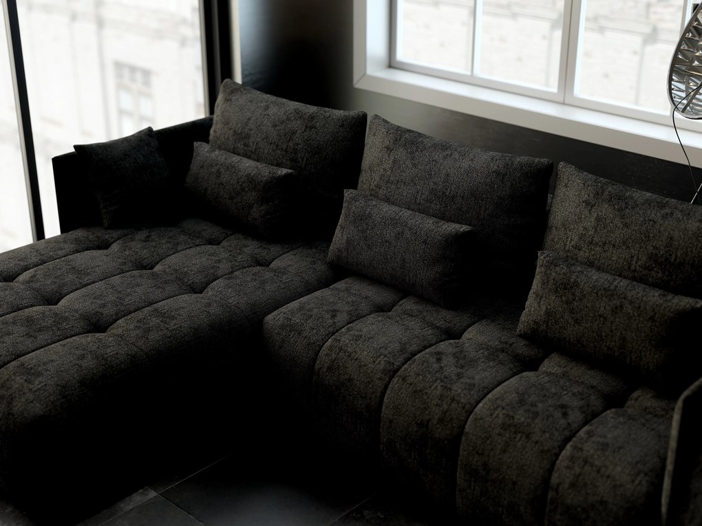 Colțar extensibil dumonde cu ladă de depozitare si sezut confortabil din spuma high-density, Malta Enjoy Black 235x185 cm