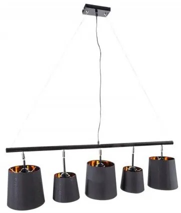Lustra suspendata cu 5 surse de lumina Levels 100cm negru/ auriu