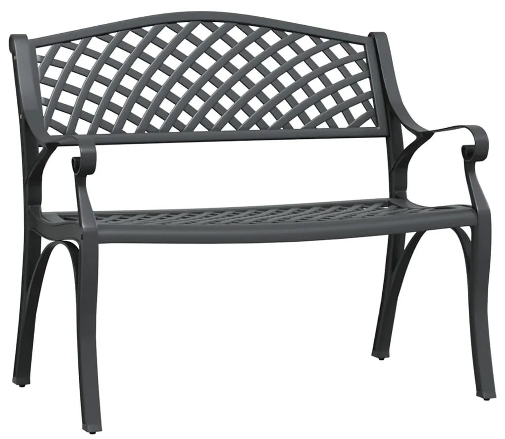317748 vidaXL Bancă de grădină, negru, 102 cm, aluminiu turnat