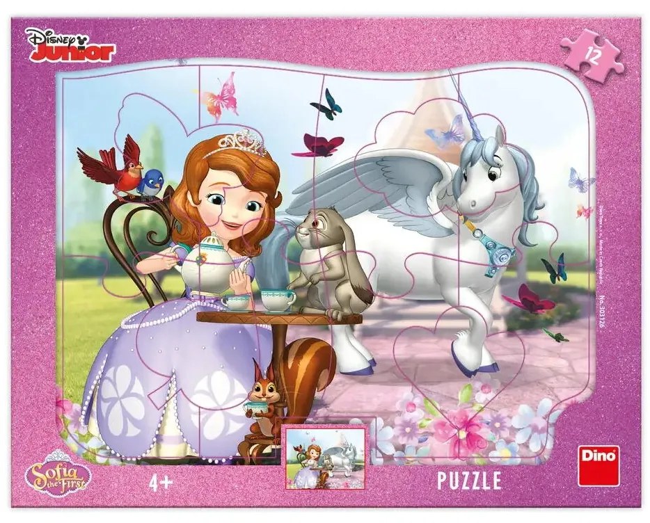 PUZZLE CU RAMA - PRINTESA SOFIA SI ORA CEAIULUI (12 PIESE) - DINO (303126)