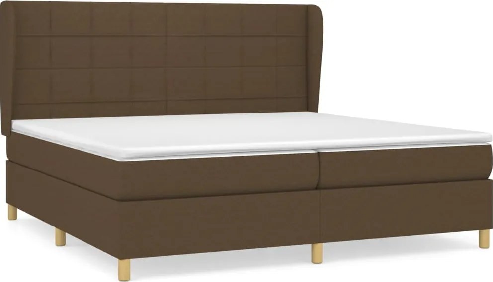 vidaXL Pat box spring cu saltea, maro închis, 200x200 cm, textil
