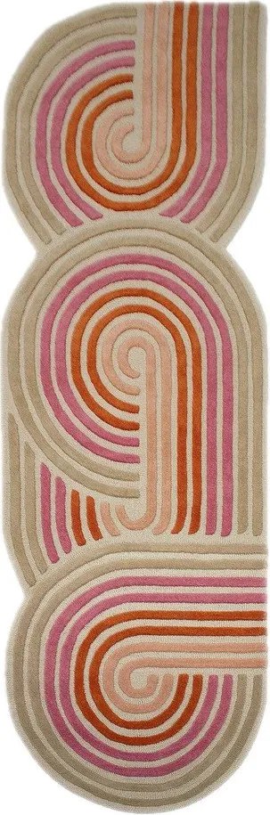 Covor tip traversă roz țesut manual din lână 80x300 cm Spiral Shaped – Flair Rugs