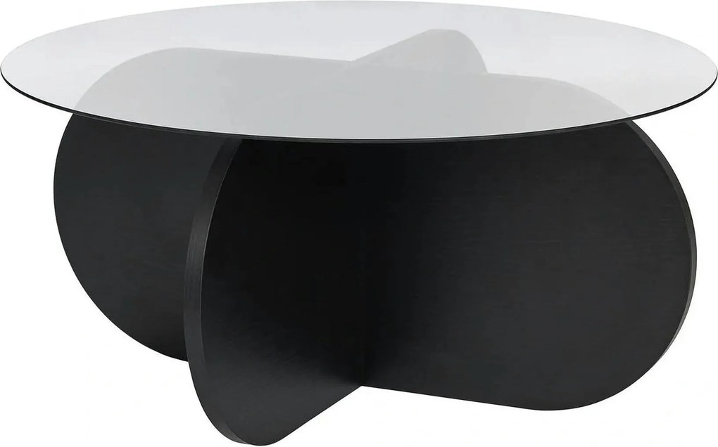 Masuta cafea AERIS, negru/fumuriu, PAL/sticla, 75x75x35 cm