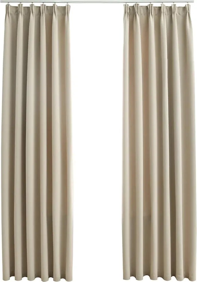 vidaXL Draperii opace cu cârlige, 2 buc., bej, 140 x 245 cm