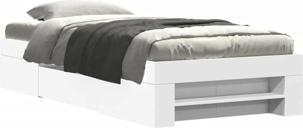 vidaXL Cadru de pat, alb, 90x200 cm, lemn prelucrat