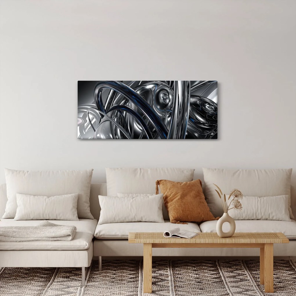 Tabloul cu abstracție gri cu albastru (120x50 cm)