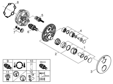 GROHE 24076000 - Baterie termostatică pentru duș GROHTHERM, crom lucios