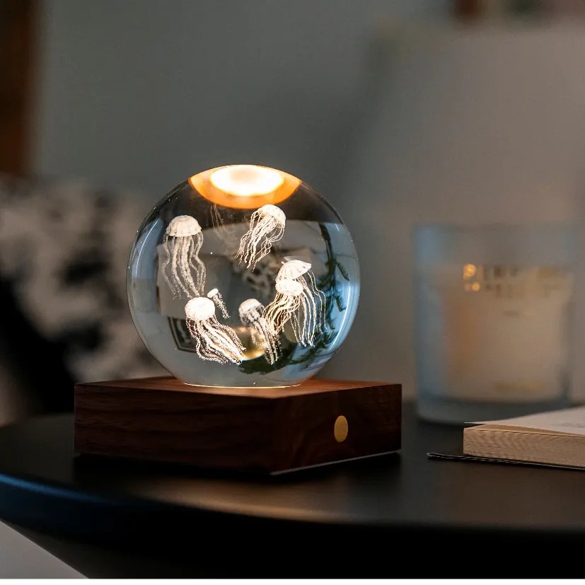 Lampă de masă cu motiv laser 3D, multe variante - Gingko Motiv: meduze