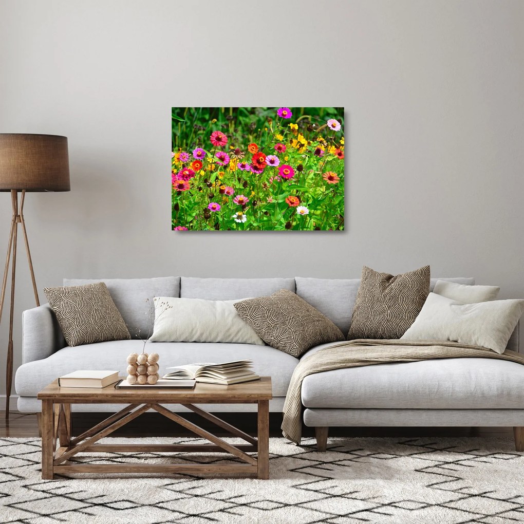 Tablou pe sticlă cu flori de luncă (70x50 cm)