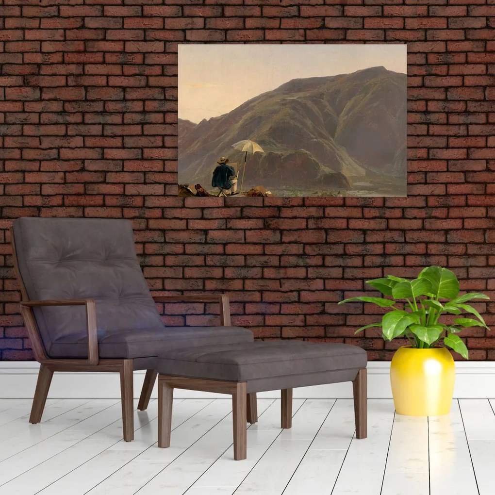 Tablou - Jules Coignet, View of Bozen with a Painter, reproducere (90x60 cm)