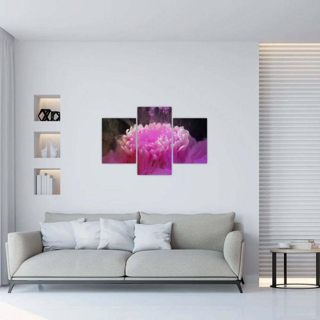 Tablou cu floare în fum roz (90x60 cm)
