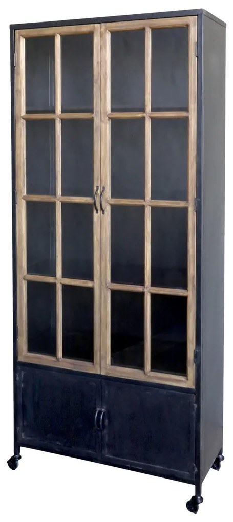 Vitrina din lemn de pin, cu aspect vintage, Antique Black