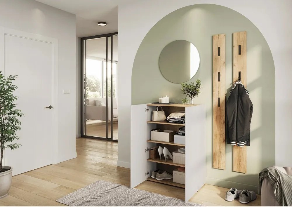 Dulap crem cu aspect de lemn de stejar 74x105x33 cm Alviano – Germania