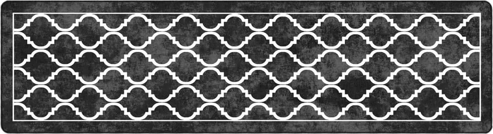 vidaXL Covor lavabil, alb și negru, 80x300 cm