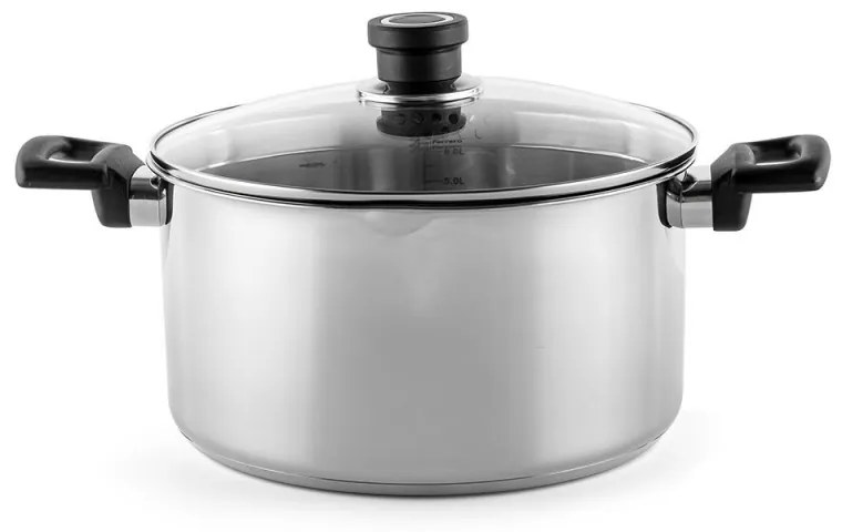 Cratiță Luigi Ferrero Sophia FR-3406, 26x14 cm, 7 l, Oțel 18/10, Capac din sticlă, Inducție, Inox