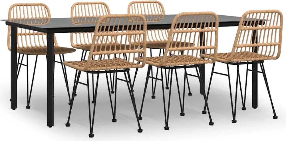 vidaXL Set mobilier de grădină, 7 piese, poliratan